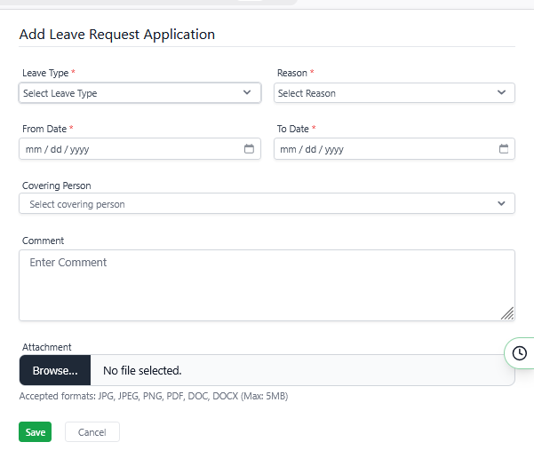 Employee leave request form